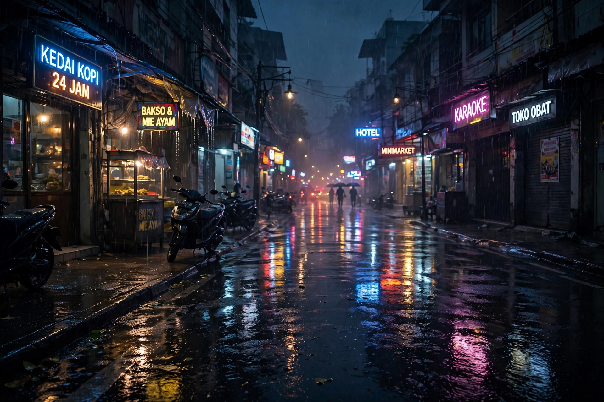 City in the rain
